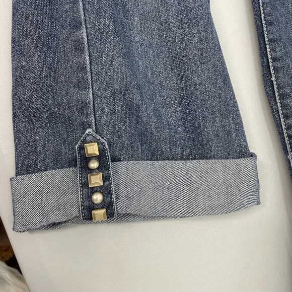Nine West Eastend Capri Jeans Cropped Roll Cuff Denim Womens 12 - Picture 5 of 12